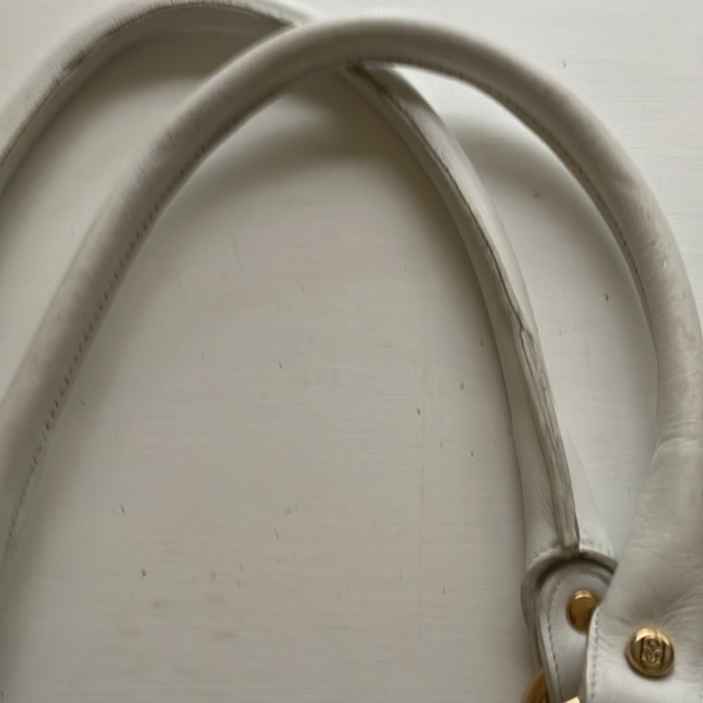 Marino Orlandi large imprinted white brown shoulder bag/ tote - Picture 6 of 16